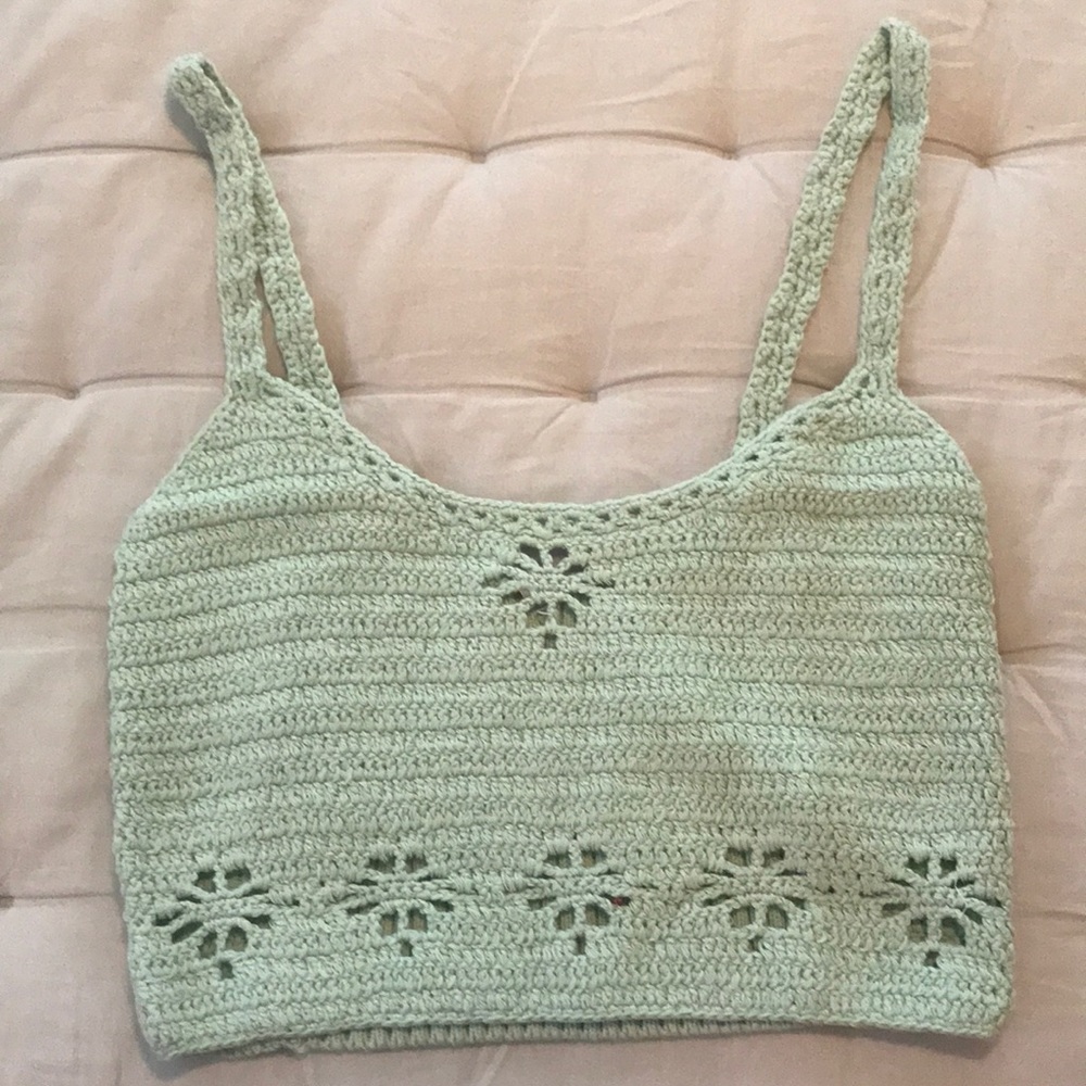 Free people crochet cropped sweater